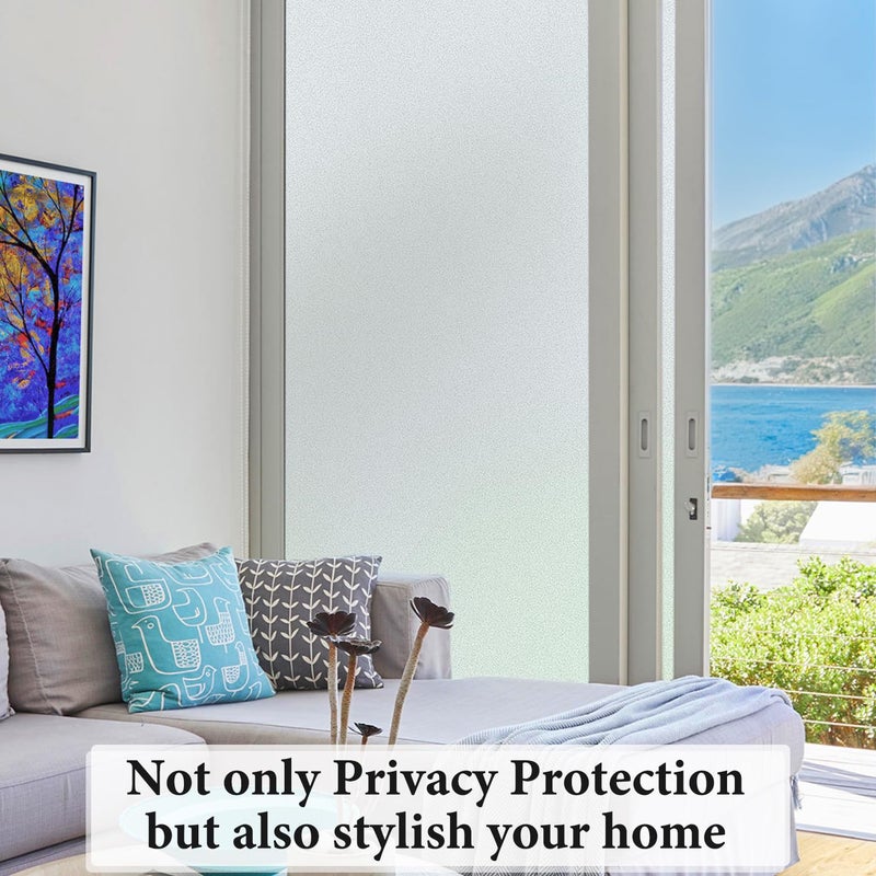 DUOFIRE Privacy Window Film Natural Frosted Glass Film Static Cling Glass Film No Glue Anti-UV Window Sticker Non Adhesive for Privacy Office Meeting Room Bathroom Living Room 23.6in. x 118in. S001 - Image 3